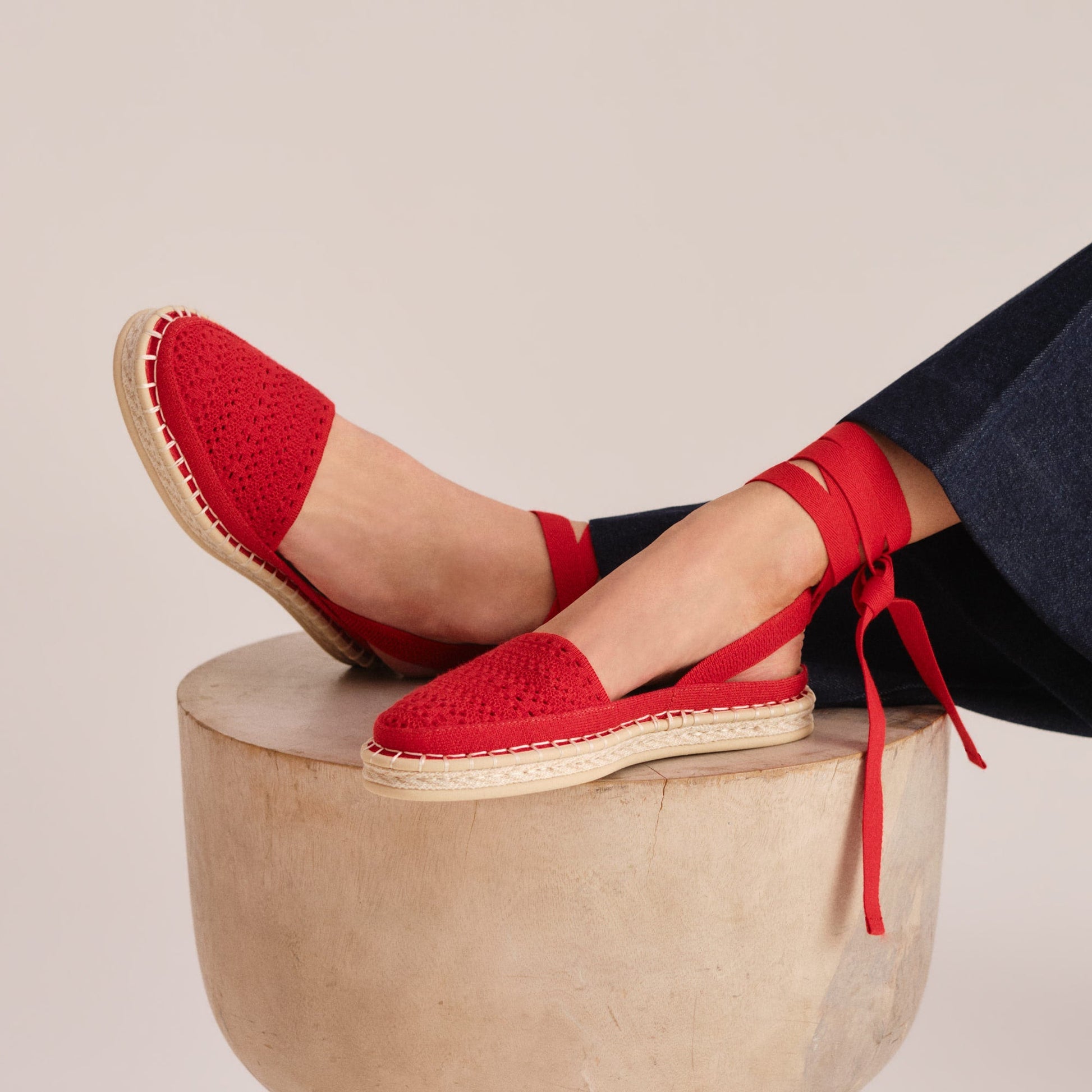 Rothy's The D'Orsay Espadrille in Bright Red Crochet