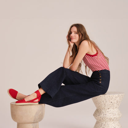 Rothy's The D'Orsay Espadrille in Bright Red Crochet