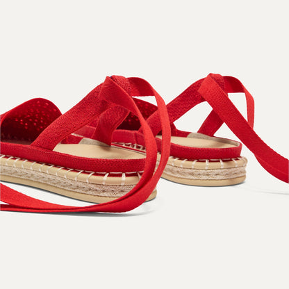 Rothy's The D'Orsay Espadrille in Bright Red Crochet
