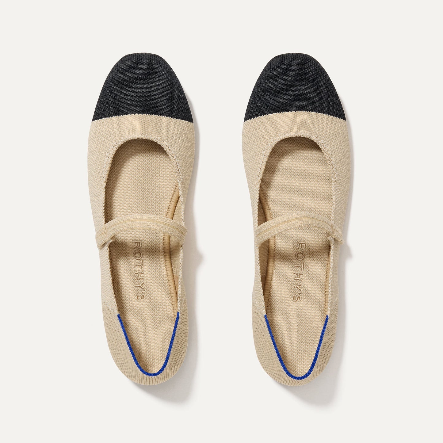 Rothy's The Square Mary Jane in Cream Captoe