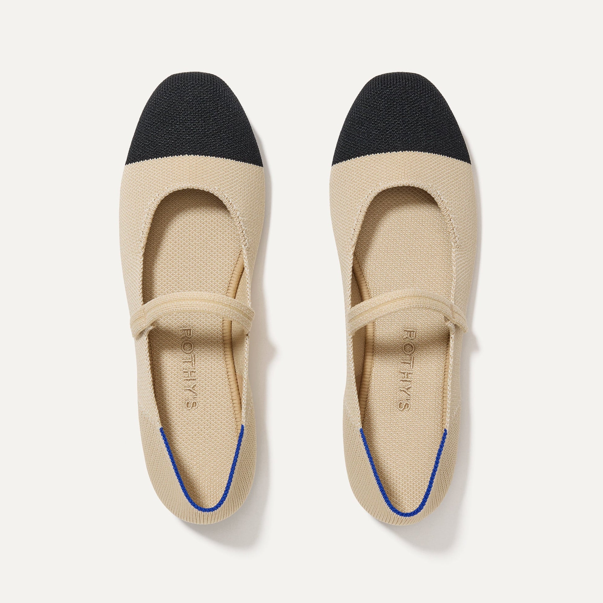 Rothy's The Square Mary Jane in Cream Captoe