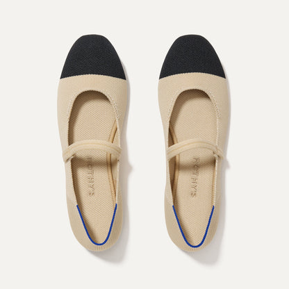 Rothy's The Square Mary Jane in Cream Captoe