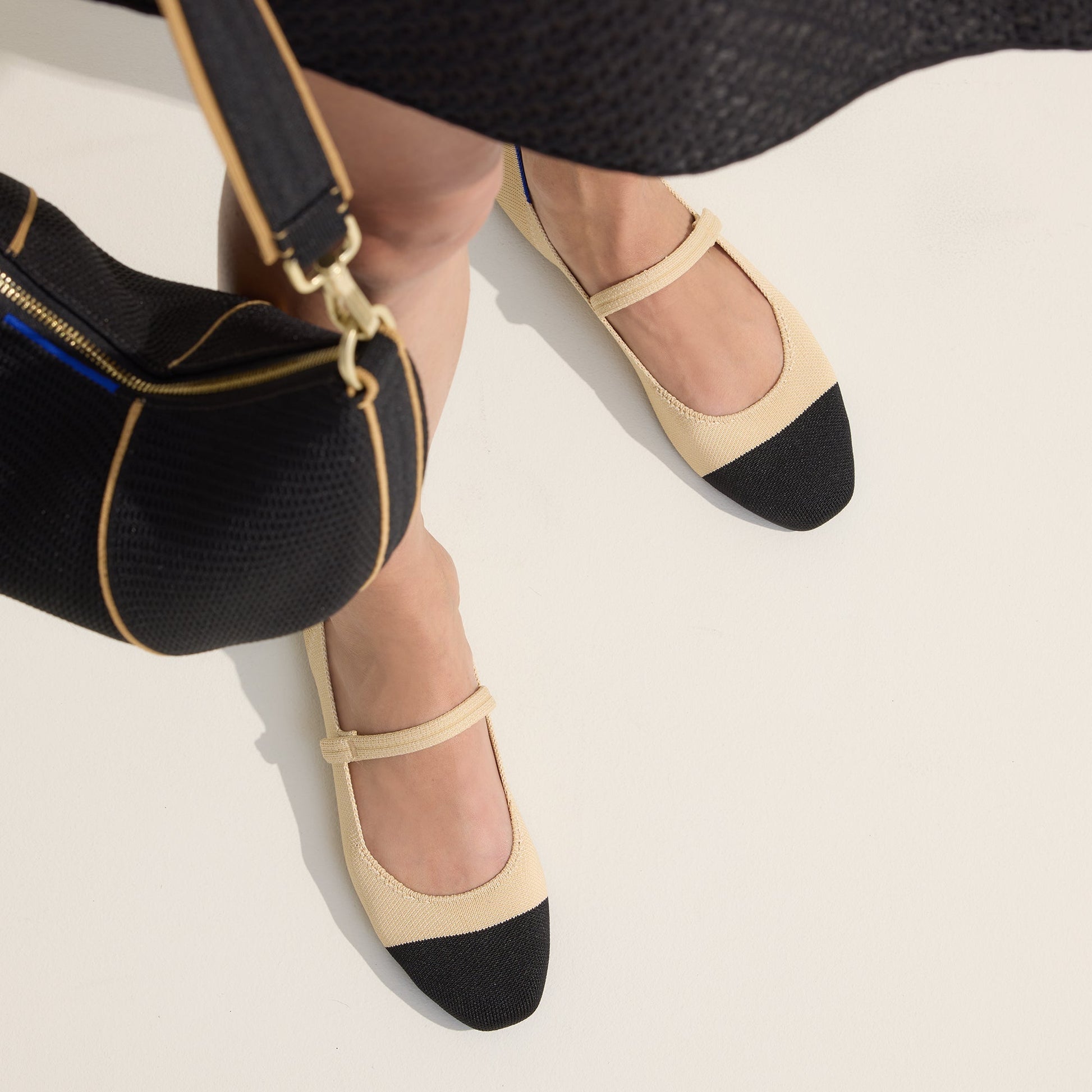 Rothy's The Square Mary Jane in Cream Captoe