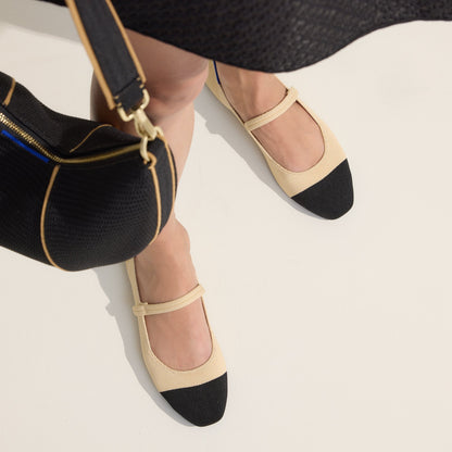 Rothy's The Square Mary Jane in Cream Captoe