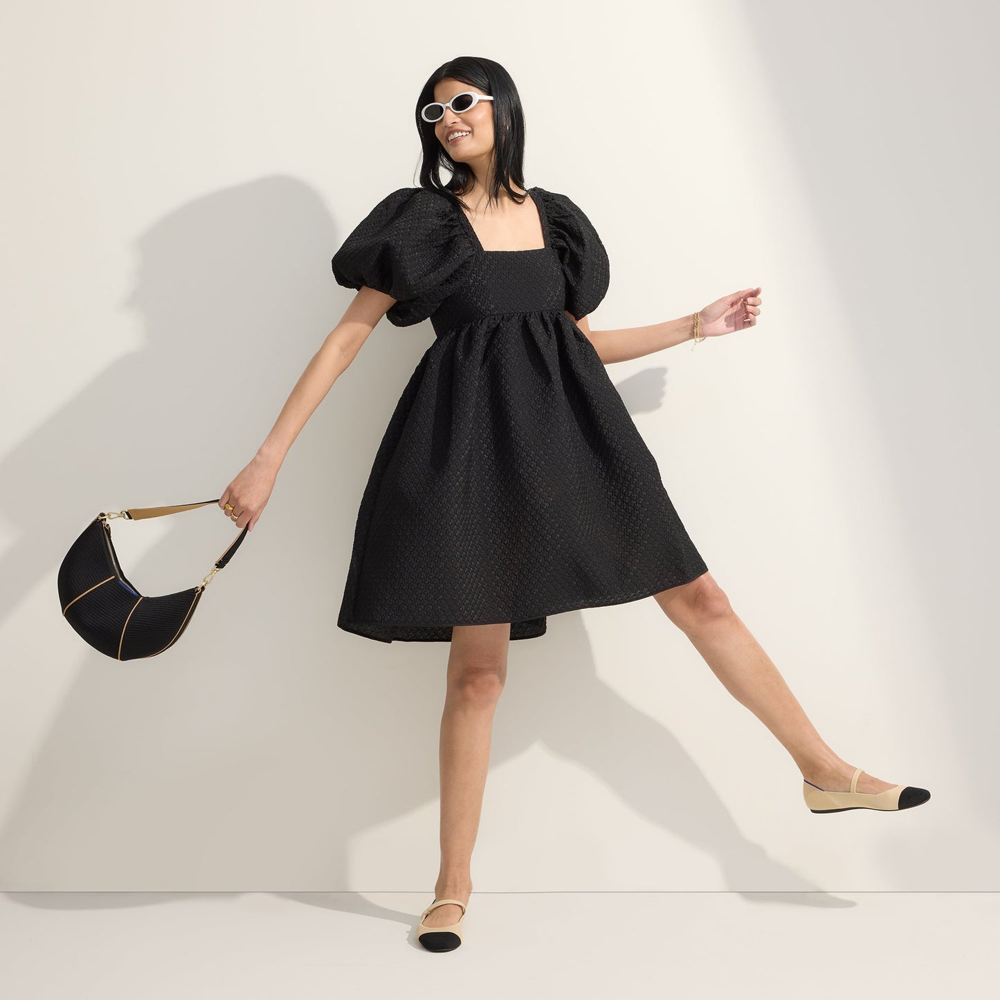 Rothy's The Square Mary Jane in Cream Captoe