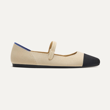 Rothy's The Square Mary Jane in Cream Captoe