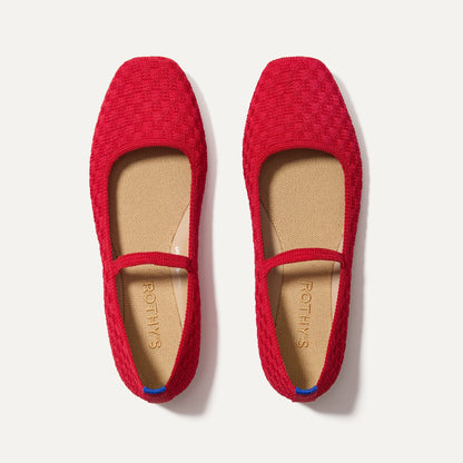 Rothy's The Max Square Mary Jane in Red Crisp Basketweave