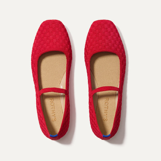 Rothy's The Max Square Mary Jane in Red Crisp Basketweave