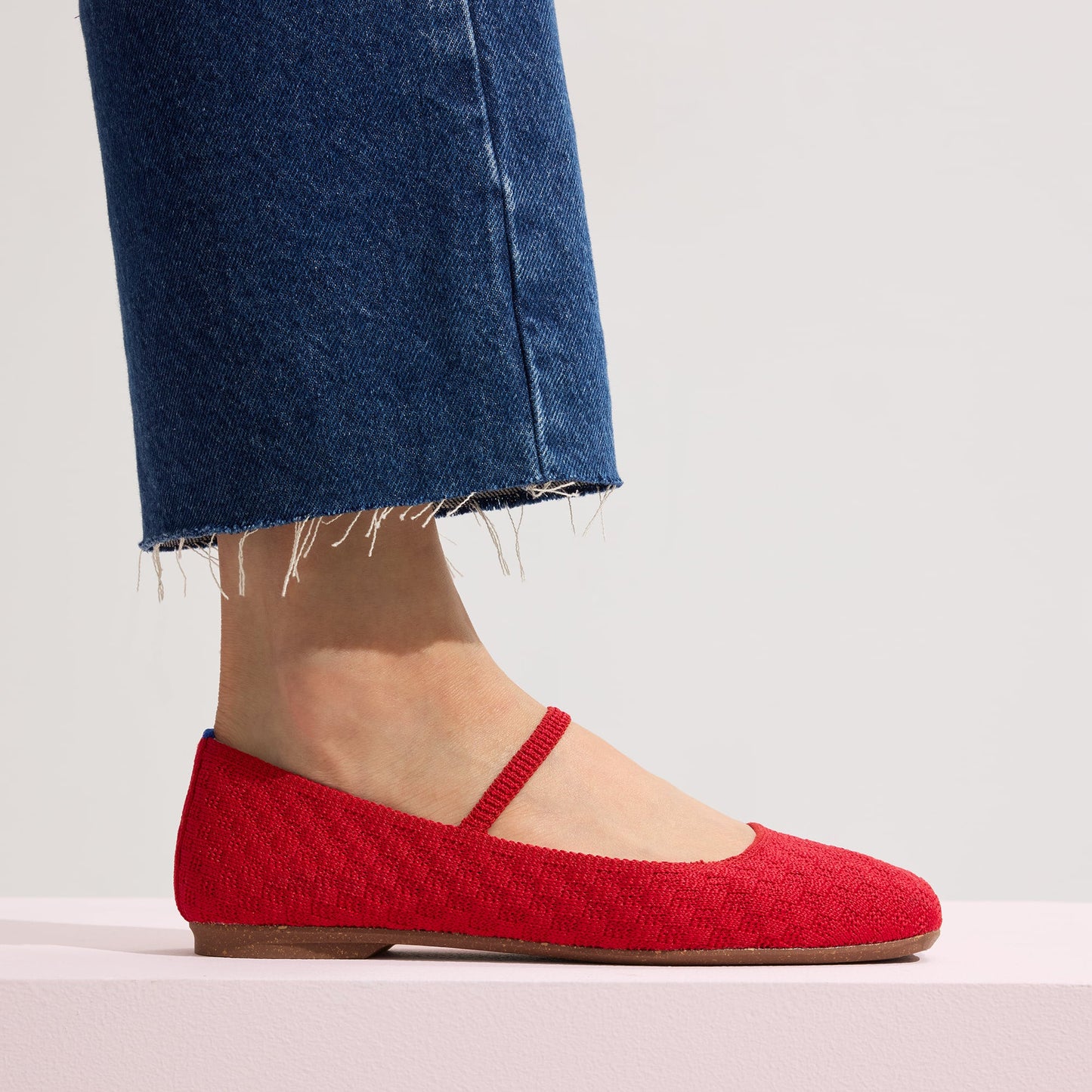 Rothy's The Max Square Mary Jane in Red Crisp Basketweave