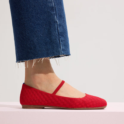 Rothy's The Max Square Mary Jane in Red Crisp Basketweave