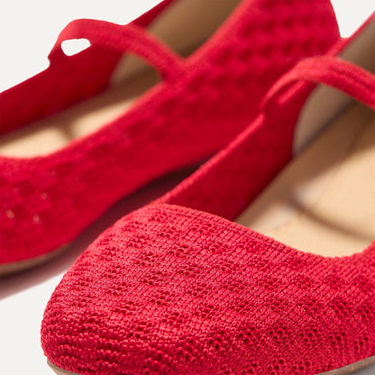 Rothy's The Max Square Mary Jane in Red Crisp Basketweave