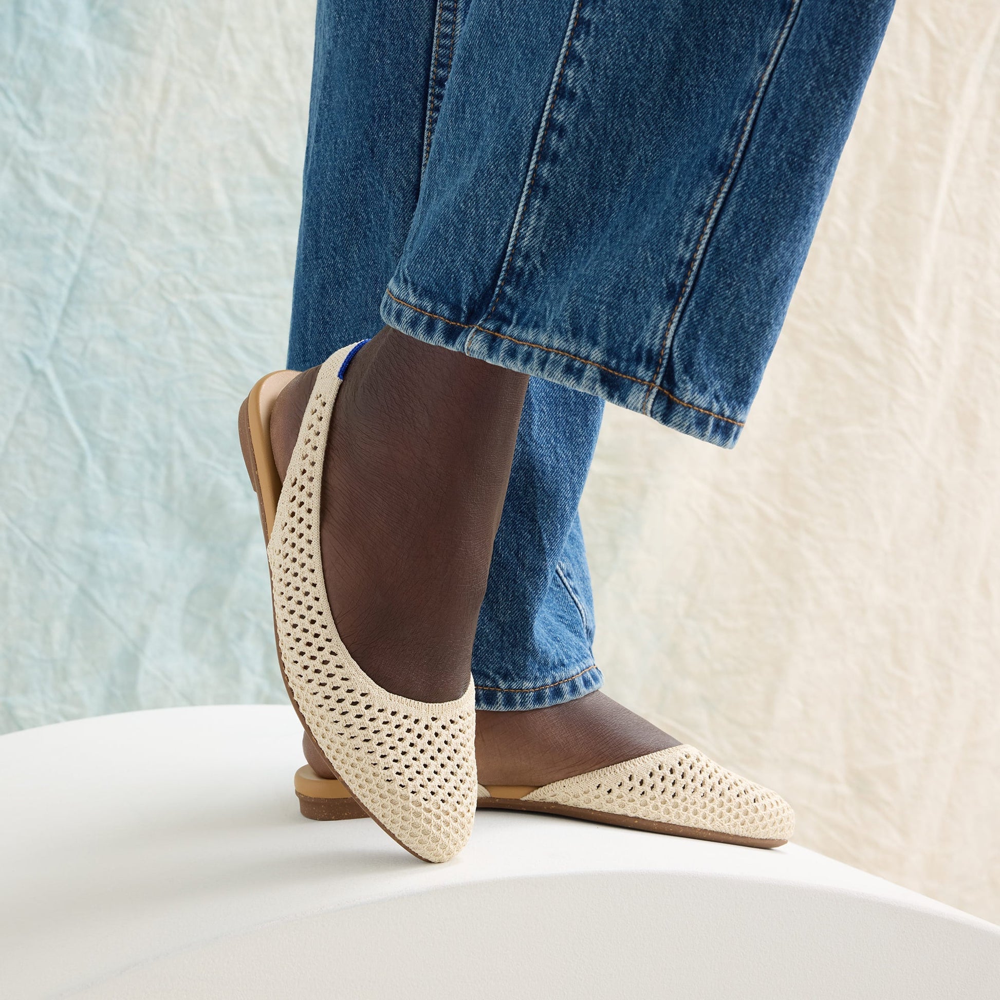 Rothy's The Almond Slingback in Off White Mesh