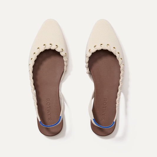 Rothy's The Almond Slingback in Eyelet Ivory