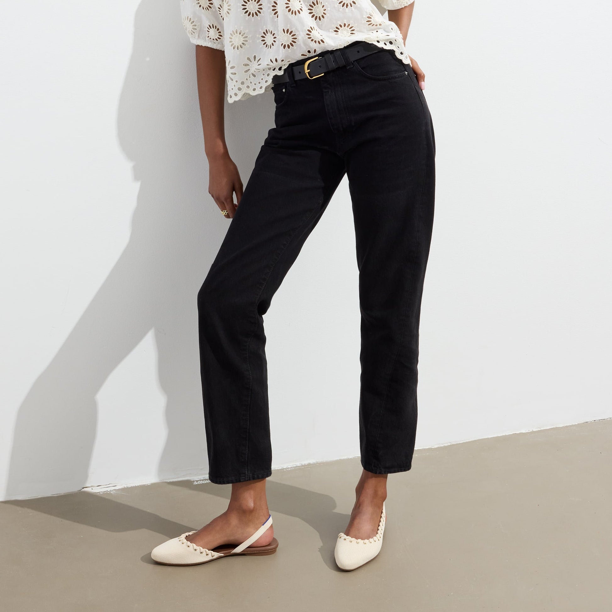 Rothy's The Almond Slingback in Eyelet Ivory