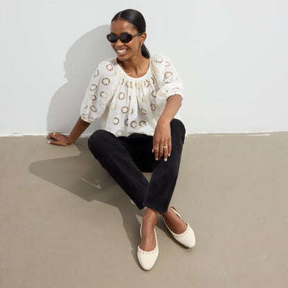 Rothy's The Almond Slingback in Eyelet Ivory