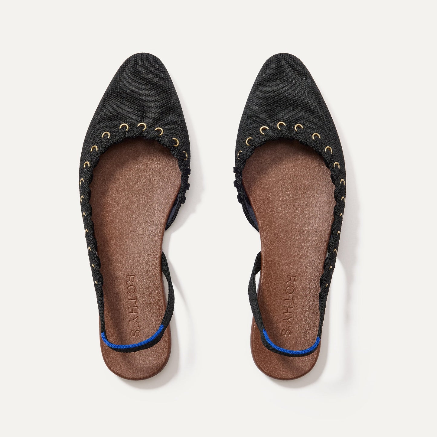 Rothy's The Almond Slingback in Eyelet Black