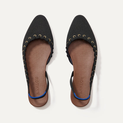 Rothy's The Almond Slingback in Eyelet Black