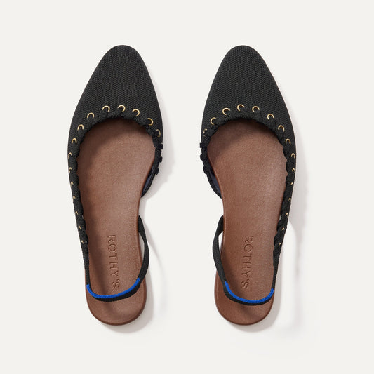 Rothy's The Almond Slingback in Eyelet Black