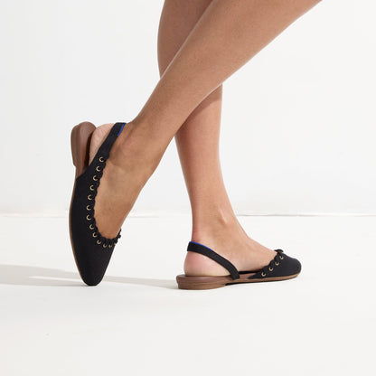 Rothy's The Almond Slingback in Eyelet Black