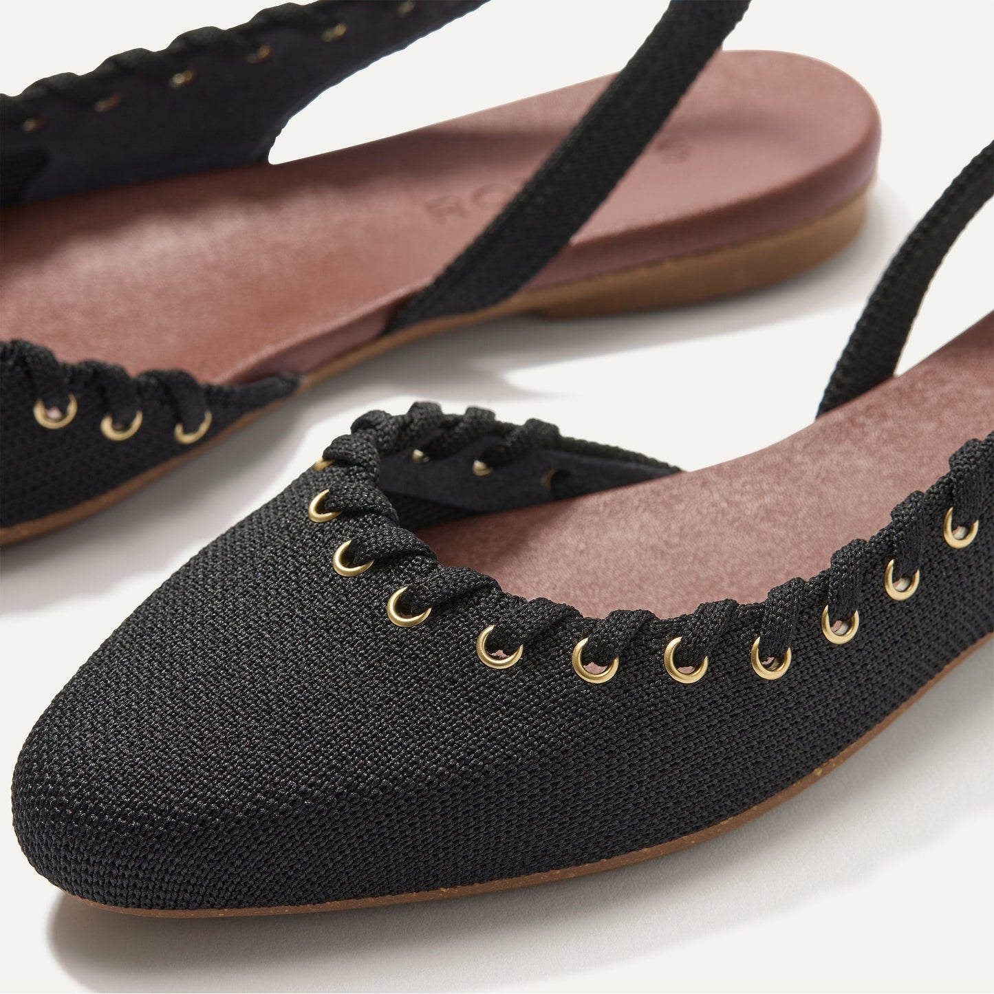 Rothy's The Almond Slingback in Eyelet Black