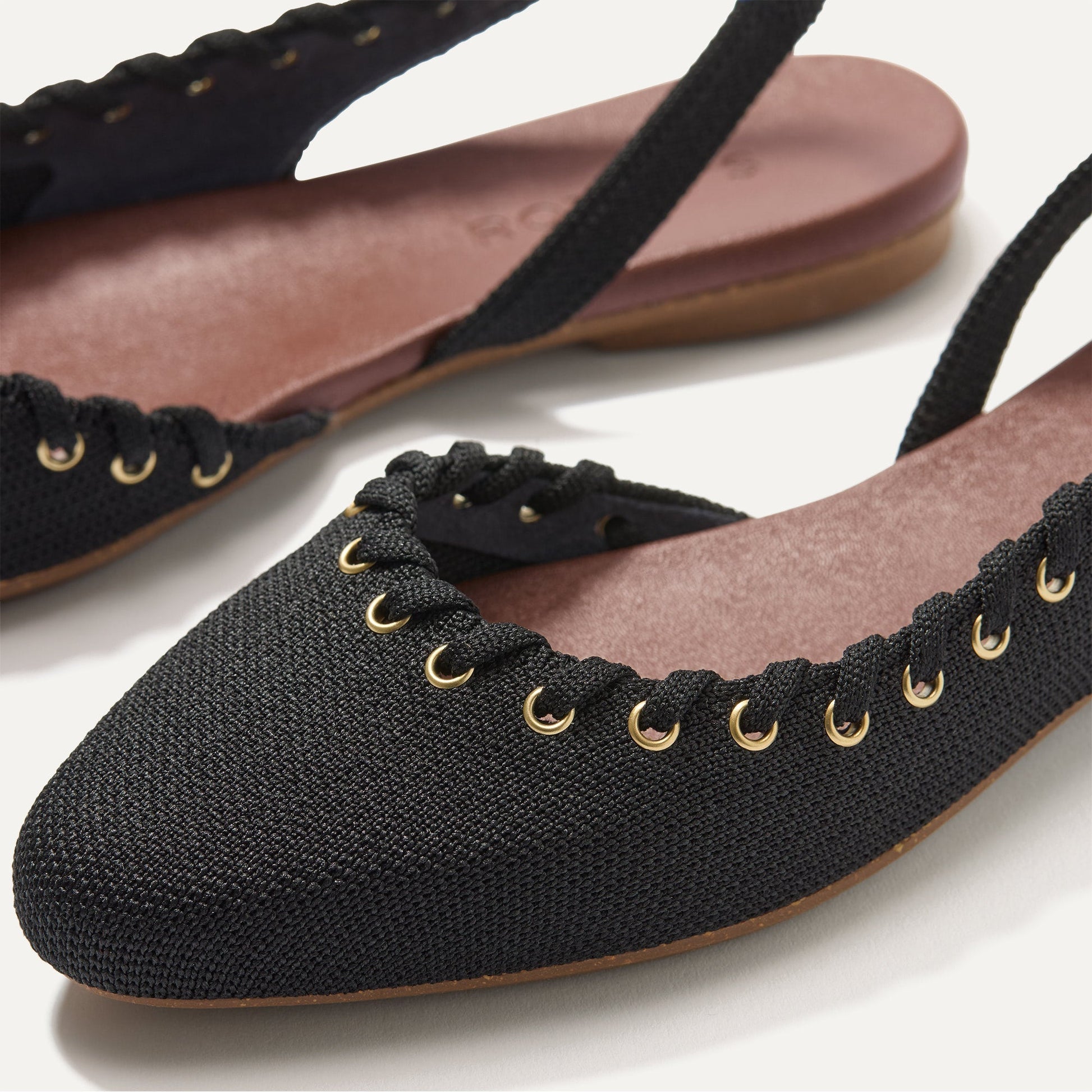 Rothy's The Almond Slingback in Eyelet Black