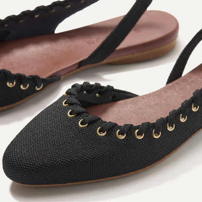 Rothy's The Almond Slingback in Eyelet Black