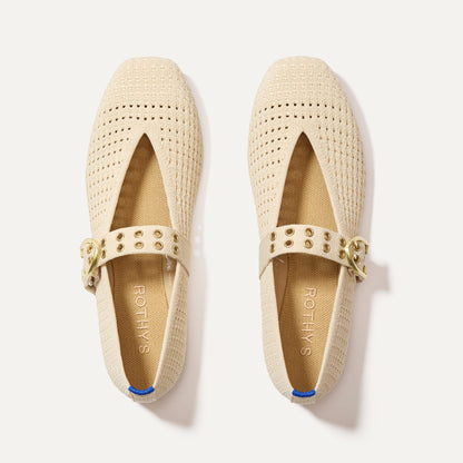 Rothy's The Max Buckle Mary Jane in Off White Mesh