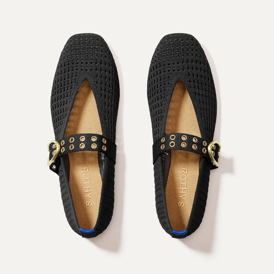 Rothy's The Max Buckle Mary Jane in Black Mesh
