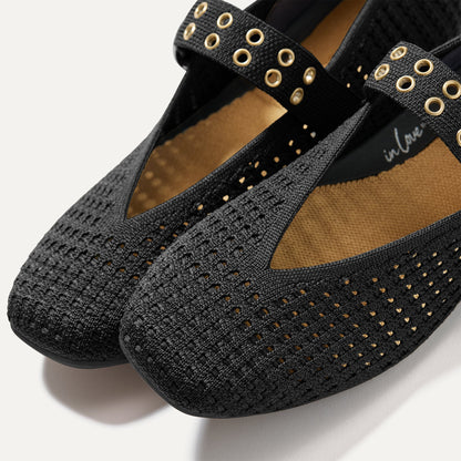 Rothy's The Max Buckle Mary Jane in Black Mesh