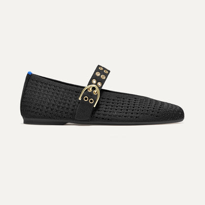 Rothy's The Max Buckle Mary Jane in Black Mesh