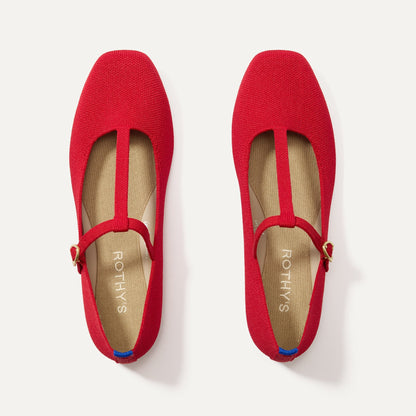 Rothy's The T–Strap Mary Jane in Red Crisp