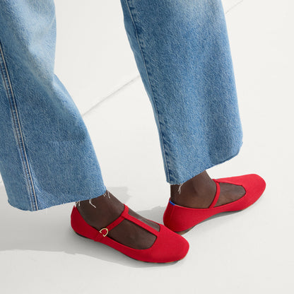 Rothy's The T–Strap Mary Jane in Red Crisp