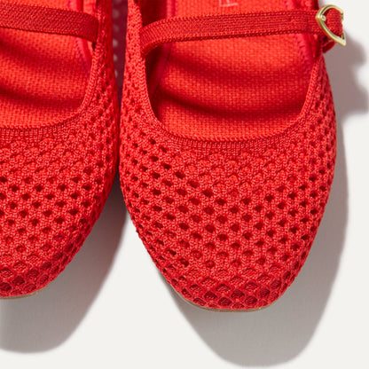 Rothy's The Double Buckle Mary Jane in Bright Red Mesh