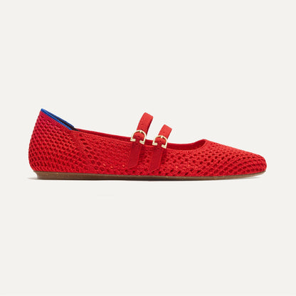 Rothy's The Double Buckle Mary Jane in Bright Red Mesh