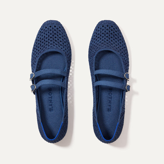 Rothy's The Double Buckle Mary Jane in Blue Mesh