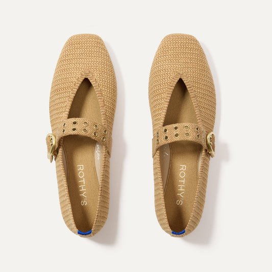 Rothy's The Max Buckle Mary Jane in Tan Woven