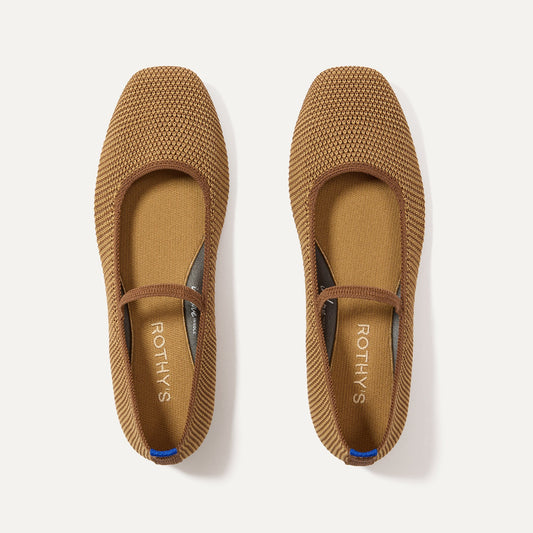 Rothy's The Max Square Mary Jane in Wheat Raffia Knit