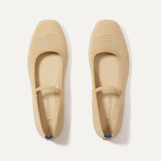 Rothy's The Max Square Mary Jane in Cream Raffia Knit