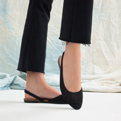 Rothy's The Almond Slingback in Black Mesh