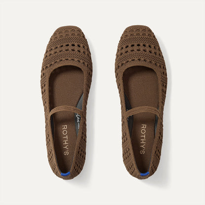 Rothy's The Max Square Mary Jane in Cinnamon Crochet