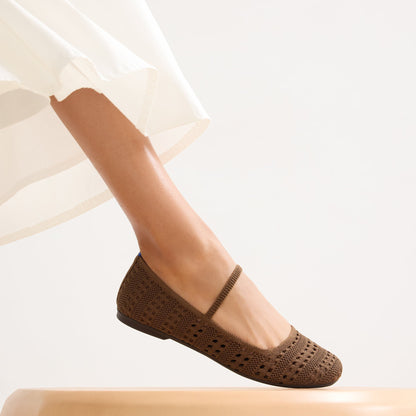 Rothy's The Max Square Mary Jane in Cinnamon Crochet