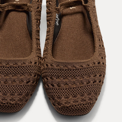 Rothy's The Max Square Mary Jane in Cinnamon Crochet