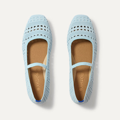 Rothy's The Max Square Mary Jane in Powder Blue Crochet