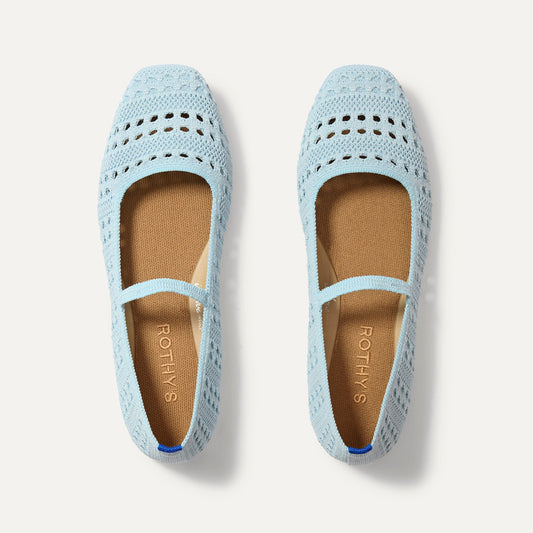 Rothy's The Max Square Mary Jane in Powder Blue Crochet