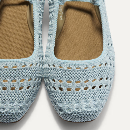 Rothy's The Max Square Mary Jane in Powder Blue Crochet