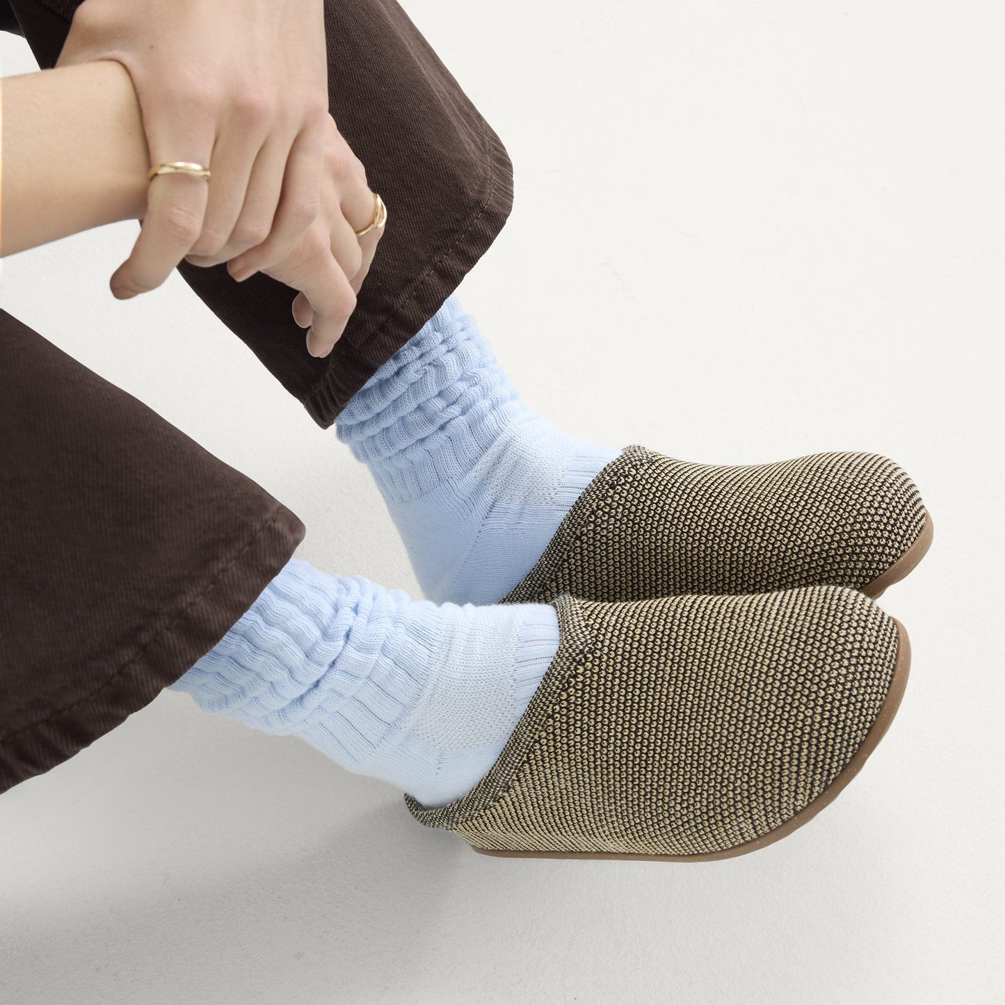 Rothy's The Casual Clog in Toffee Raffia-Knit