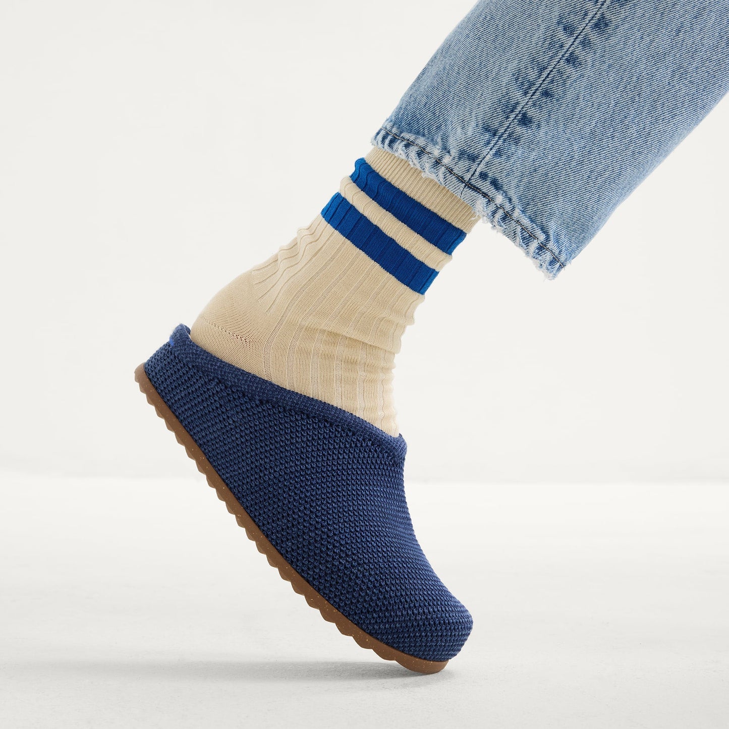Rothy's The Casual Clog in Blue Raffia-Knit