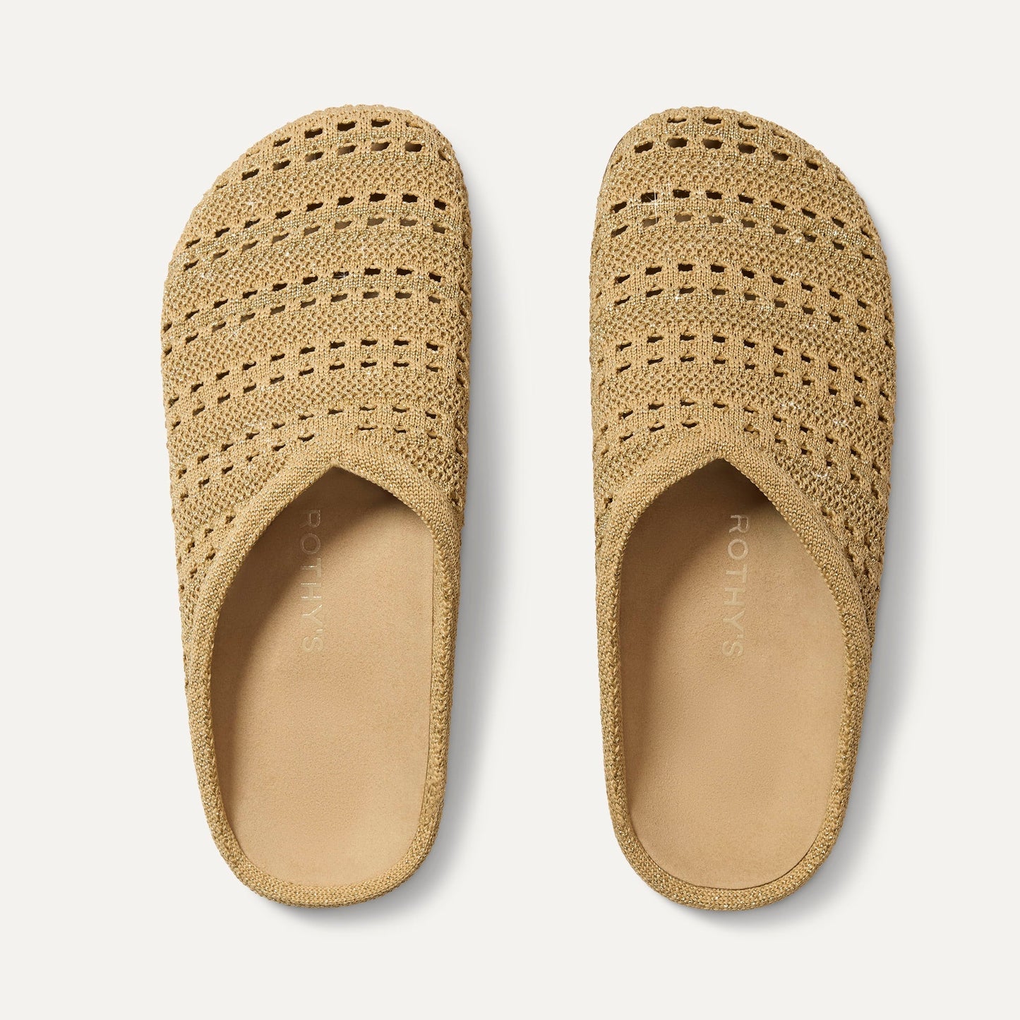 Rothy's The Casual Clog in Metallic Golden Crochet
