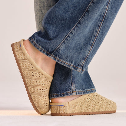 Rothy's The Casual Clog in Metallic Golden Crochet