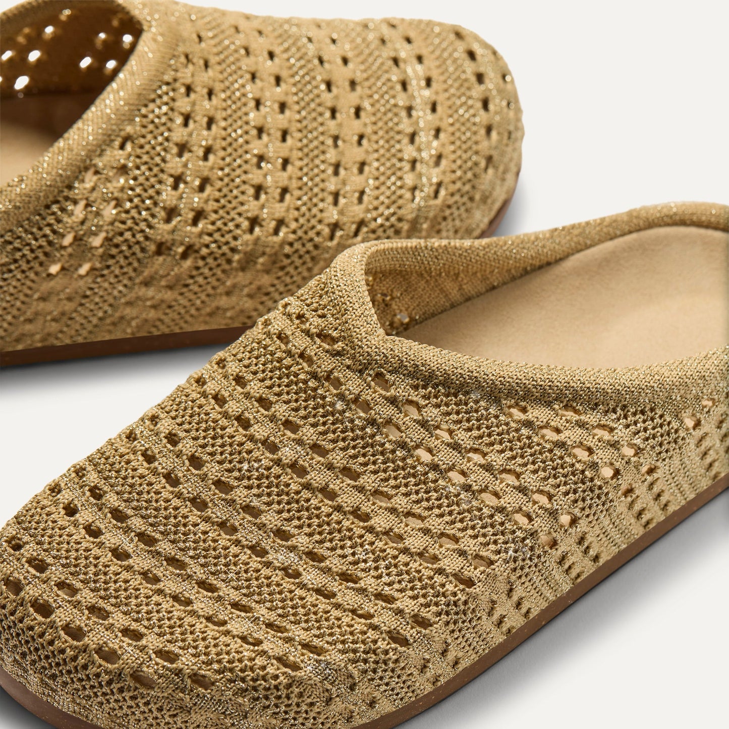 Rothy's The Casual Clog in Metallic Golden Crochet